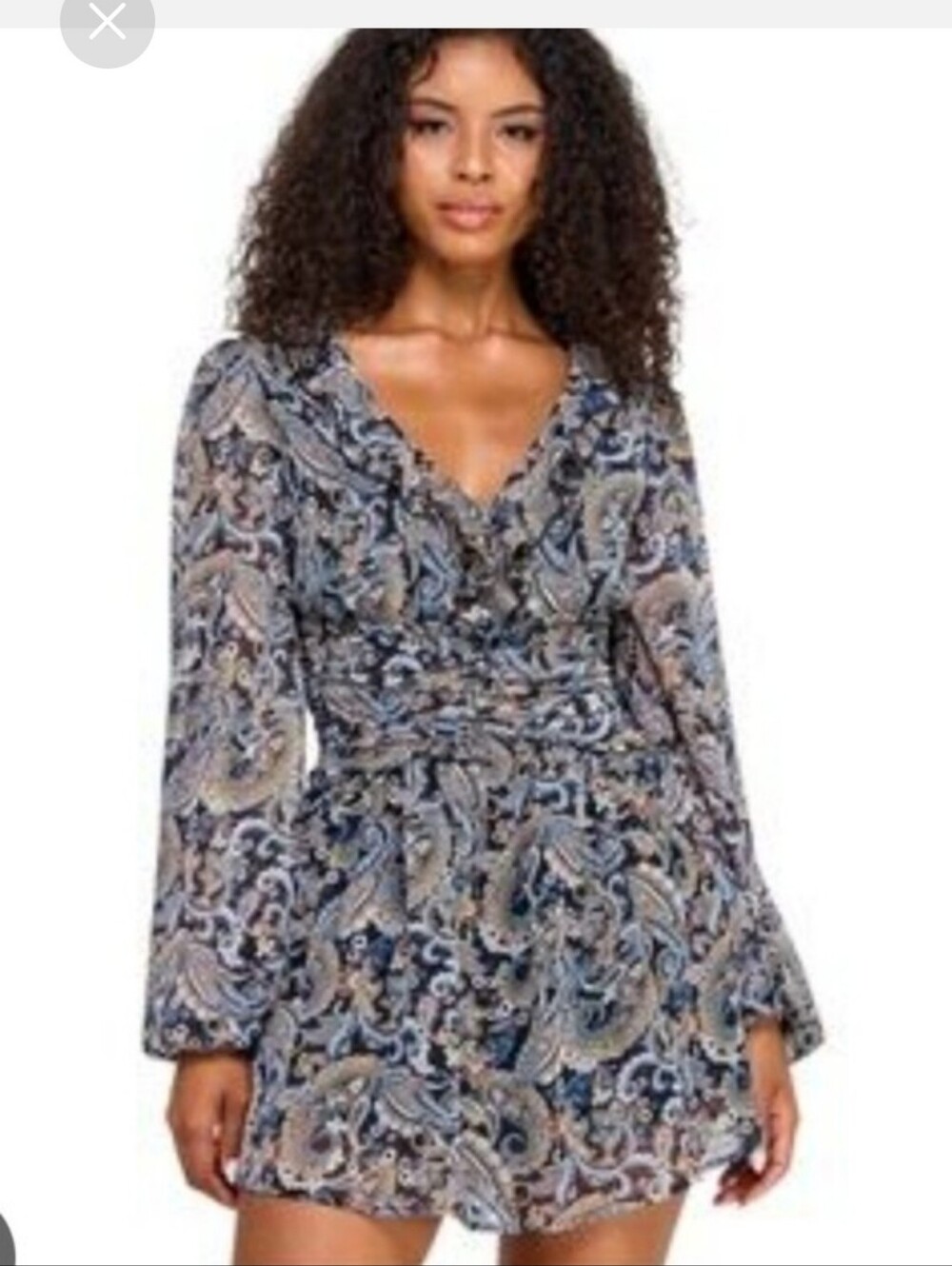 City Studio NWT Black Blue Paisley Long Sleeve Romper Size S Party